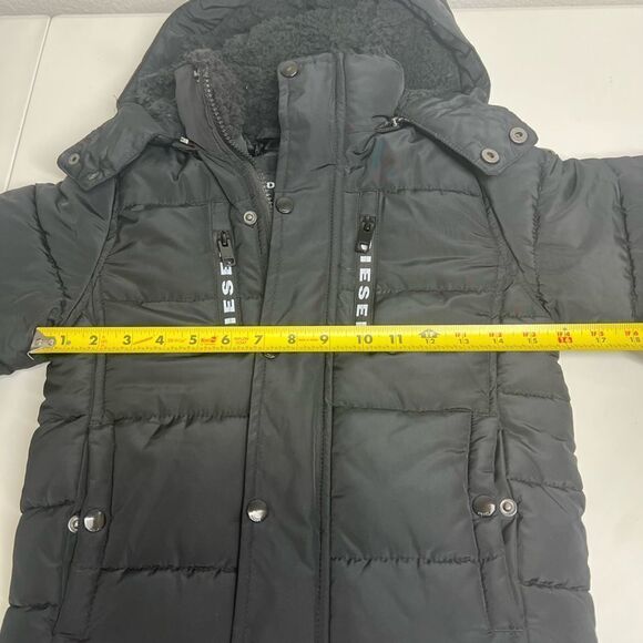 Diesel Kids Down Parka Jacket Size 5/6 Black Hooded Full zip - Picture 3 of 11